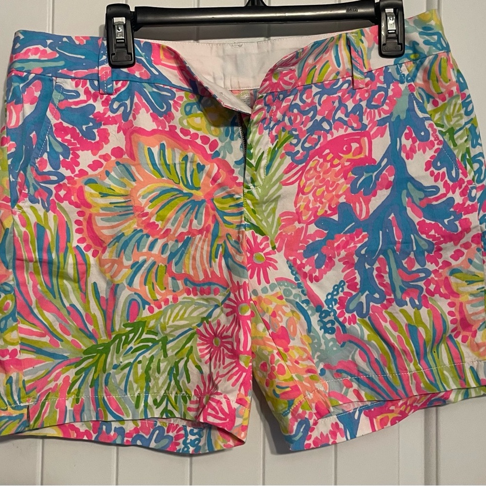 Lilly Pulitzer Pink and Blue Bermuda Shorts Vibrant Summer Style